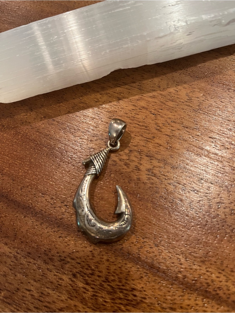 Sterling Silver Fish Hook Pendant - Men Accessories